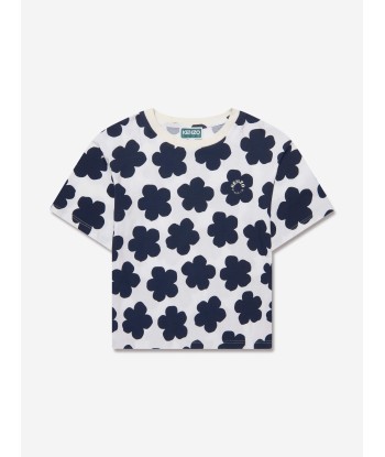 KENZO Girls Boke Flower T-Shirt in Ivory pas cheres