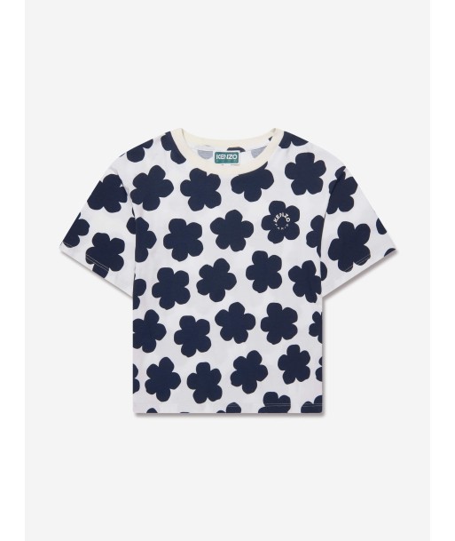 KENZO Girls Boke Flower T-Shirt in Ivory pas cheres