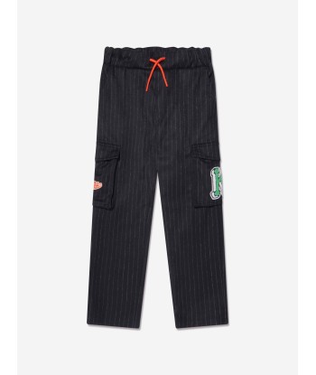 KENZO Boys Striped Cargo Trousers in Navy soldes