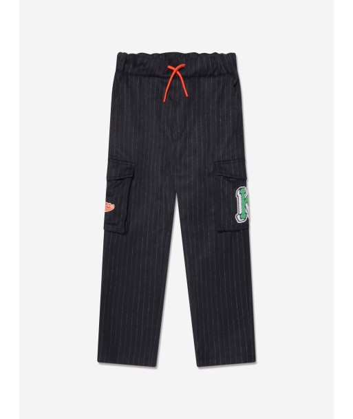 KENZO Boys Striped Cargo Trousers in Navy soldes