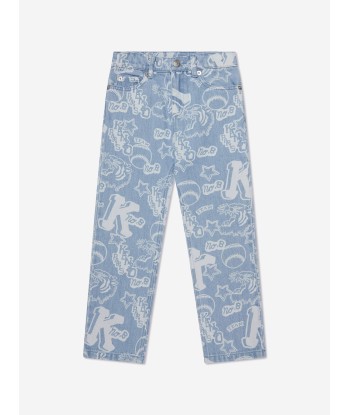 KENZO Boys Logo Print Jeans in Blue s'inspire de l'anatomie humaine