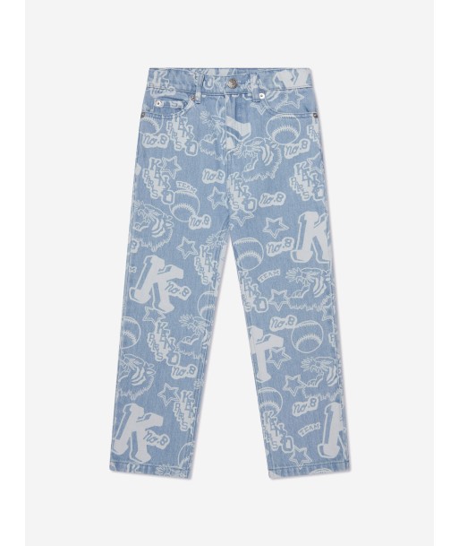 KENZO Boys Logo Print Jeans in Blue s'inspire de l'anatomie humaine