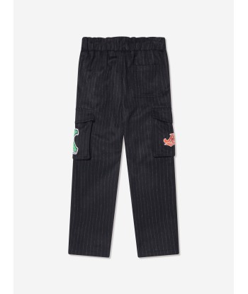 KENZO Boys Striped Cargo Trousers in Navy soldes