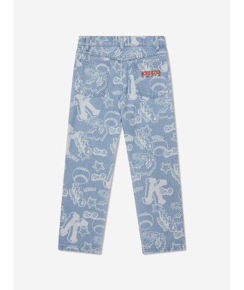 KENZO Boys Logo Print Jeans in Blue s'inspire de l'anatomie humaine