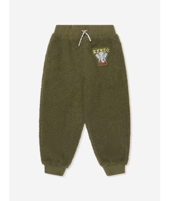 KENZO Boys Faux Shearling Joggers in Khaki Les magasins à Paris