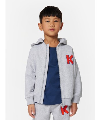 KENZO Boys Logo Zip Up Top in Grey livraison gratuite