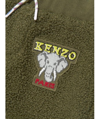 KENZO Boys Faux Shearling Joggers in Khaki Les magasins à Paris