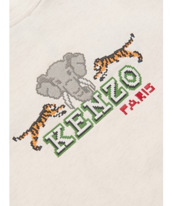 KENZO Boys Logo Zip Up Top in Ivory Livraison rapide