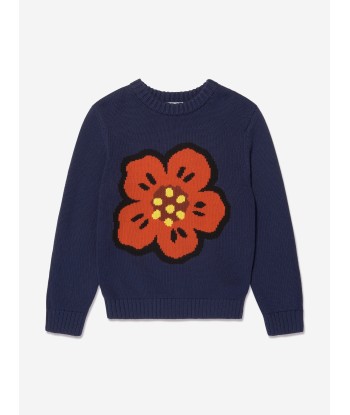 KENZO Boys Boke Flower Knitted Jumper in Navy la chaussure