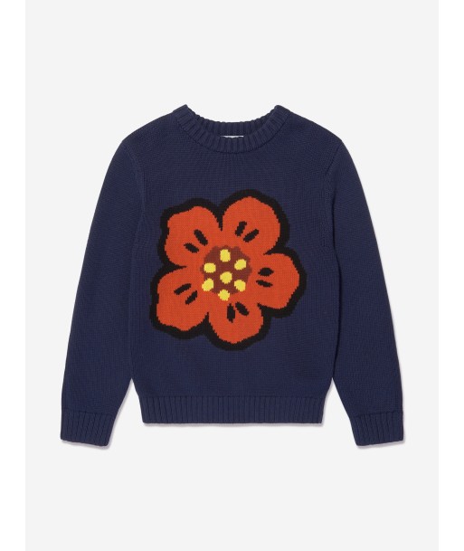 KENZO Boys Boke Flower Knitted Jumper in Navy la chaussure