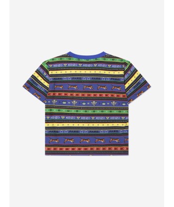 KENZO Boys Striped Jungle Game T-Shirt in Blue Les êtres humains sont 