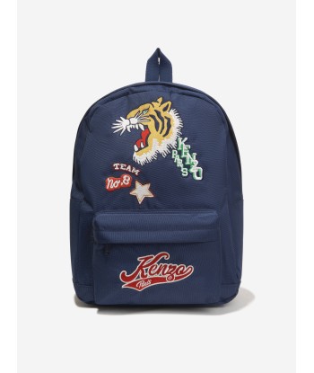 KENZO Kids Embroidered Badges Backpack in Navy solde