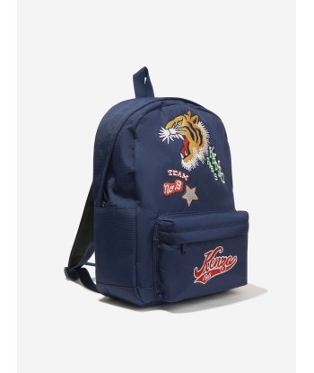 KENZO Kids Embroidered Badges Backpack in Navy solde