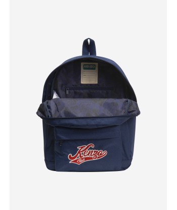 KENZO Kids Embroidered Badges Backpack in Navy solde