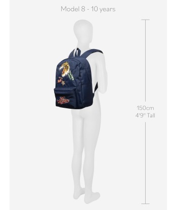 KENZO Kids Embroidered Badges Backpack in Navy solde