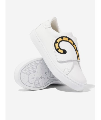 KENZO Kids Leather Kotora Trainers in White Amélioration de cerveau avec