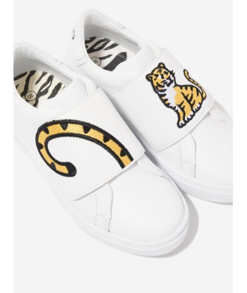 KENZO Kids Leather Kotora Trainers in White Amélioration de cerveau avec