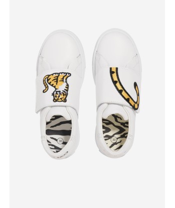 KENZO Kids Leather Kotora Trainers in White Amélioration de cerveau avec