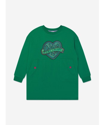 MARC JACOBS Girls Logo Sweater Dress in Green pas cher