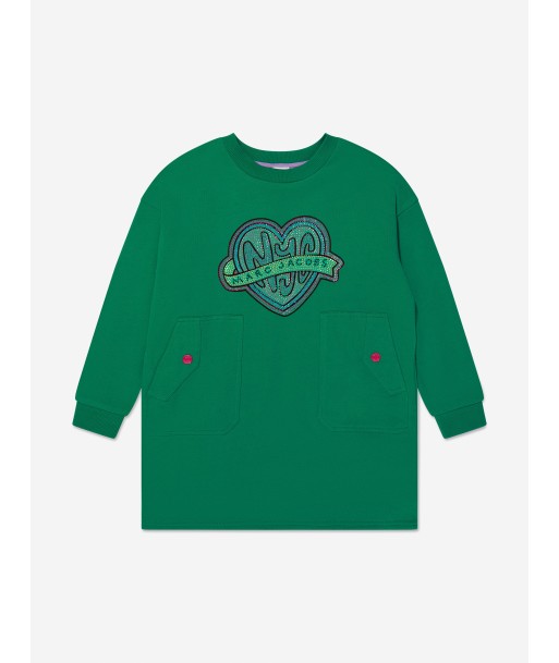 MARC JACOBS Girls Logo Sweater Dress in Green pas cher