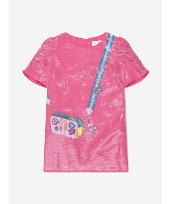 MARC JACOBS Girls Bag Print Sequin Dress in Pink de la marque