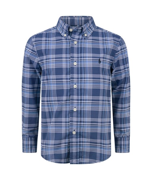 Ralph Lauren Boys Blue & White Check Shirt de technologie