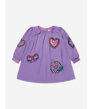 MARC JACOBS Girls Badge Print Dress in Purple store