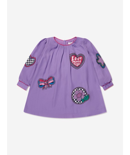 MARC JACOBS Girls Badge Print Dress in Purple store