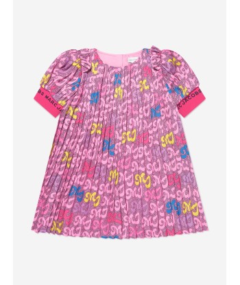 MARC JACOBS Girls Pleated Logo Dress in Pink shop