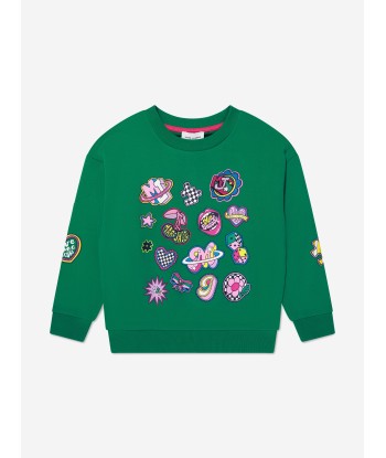 MARC JACOBS Girls Badges Sweatshirt in Green soldes