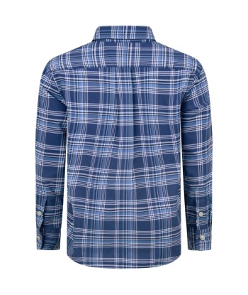 Ralph Lauren Boys Blue & White Check Shirt de technologie