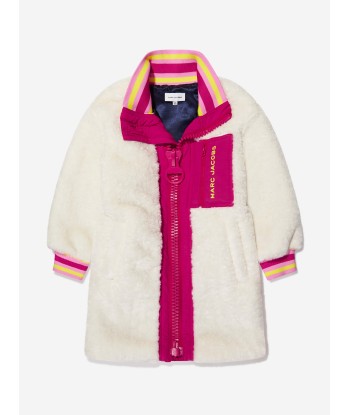 MARC JACOBS Girls Faux Shearling Coat in Ivory rembourrage situé sous