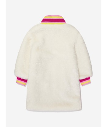 MARC JACOBS Girls Faux Shearling Coat in Ivory rembourrage situé sous