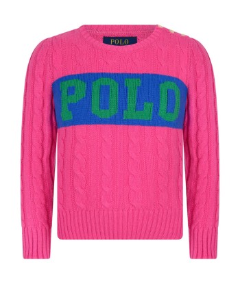 Ralph Lauren Girls Pink Cotton & Wool Blend Polo Sweater Venez découvrir notre 