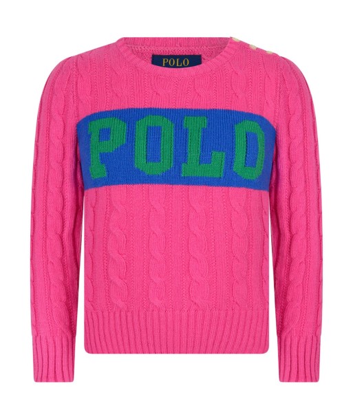 Ralph Lauren Girls Pink Cotton & Wool Blend Polo Sweater Venez découvrir notre 