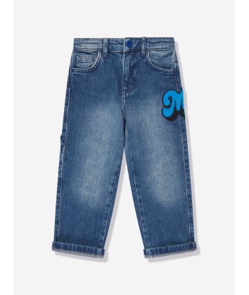 MARC JACOBS Boys Loose Fit Logo Jeans in Blue est présent 