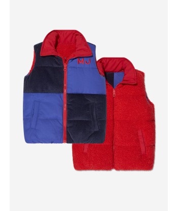 MARC JACOBS Boys Reversible Puffer Gilet in Blue de technologie