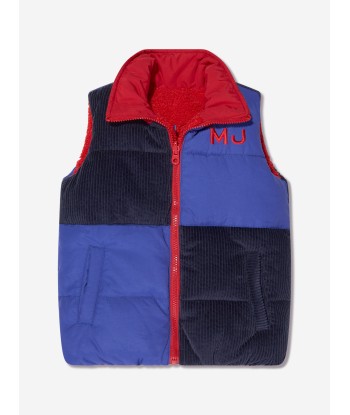 MARC JACOBS Boys Reversible Puffer Gilet in Blue de technologie