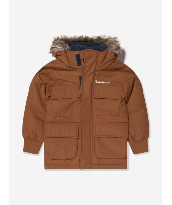 Timberland Boys Hooded Parka in Brown en stock