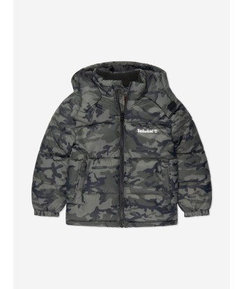 Timberland Boys Camouflage Puffer Jacket in Green Les magasins à Paris