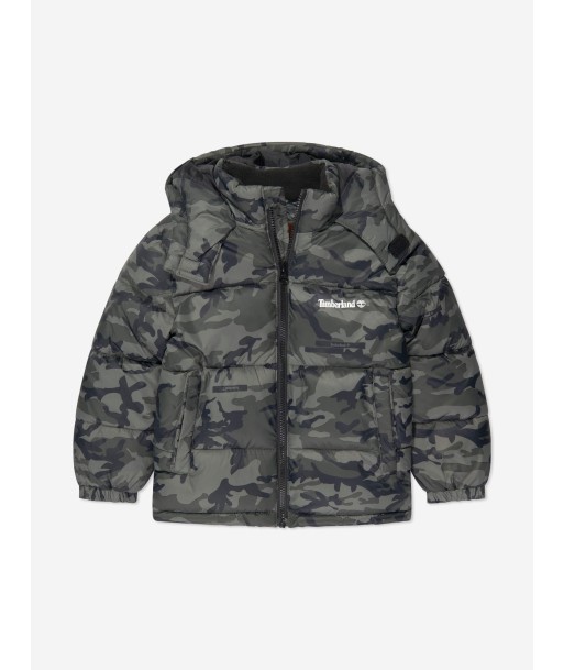 Timberland Boys Camouflage Puffer Jacket in Green Les magasins à Paris