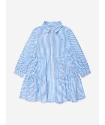 Tommy Hilfiger Girls Lurex Stripe Shirt Dress in Blue shop