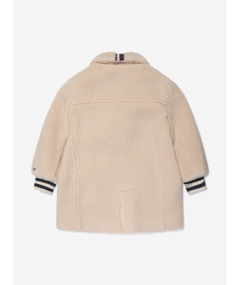 Tommy Hilfiger Girls Teddy Double Breasted Pea Coat in Beige paiement sécurisé