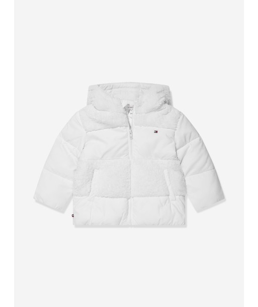 Tommy Hilfiger Baby Teddy Mix Puffer Jacket in White brillant des détails fins