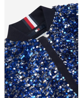 Tommy Hilfiger Girls Sequin Varsity Jacket in Blue pas chere