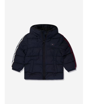 Tommy Hilfiger Boys Longer Puffer Jacket in Navy pas cheres