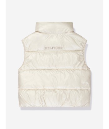 Tommy Hilfiger Girls Glossy Short Puffer Vest in Beige Venez acheter