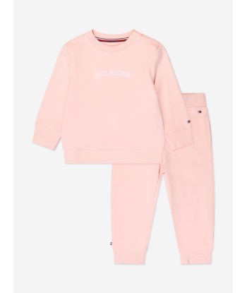 Tommy Hilfiger Baby Girls Curved Monotype Tracksuit in Pink Venez découvrir notre 