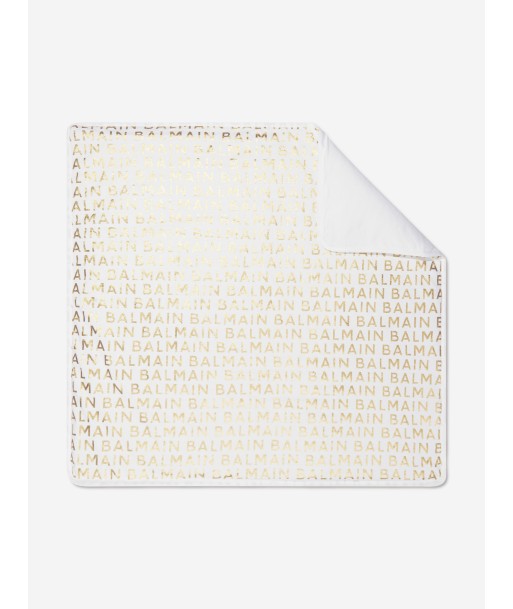 Balmain Baby Logo Print Blanket in Gold vous aussi creer 