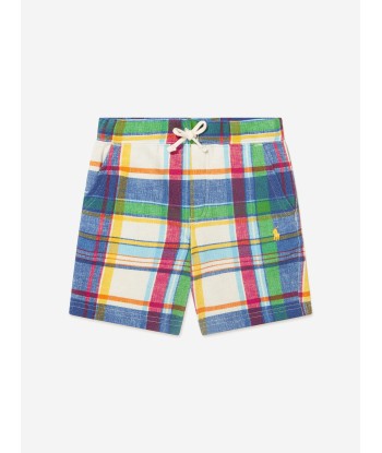 Ralph Lauren Boys Cotton Fleece Checked Shorts pas cher 